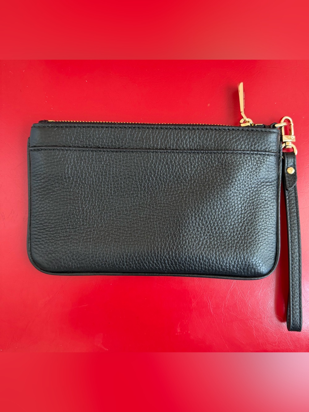 Michael Kors Black Pebbled Leather Wristlet with Gold Hardware - Picture 2 of 5